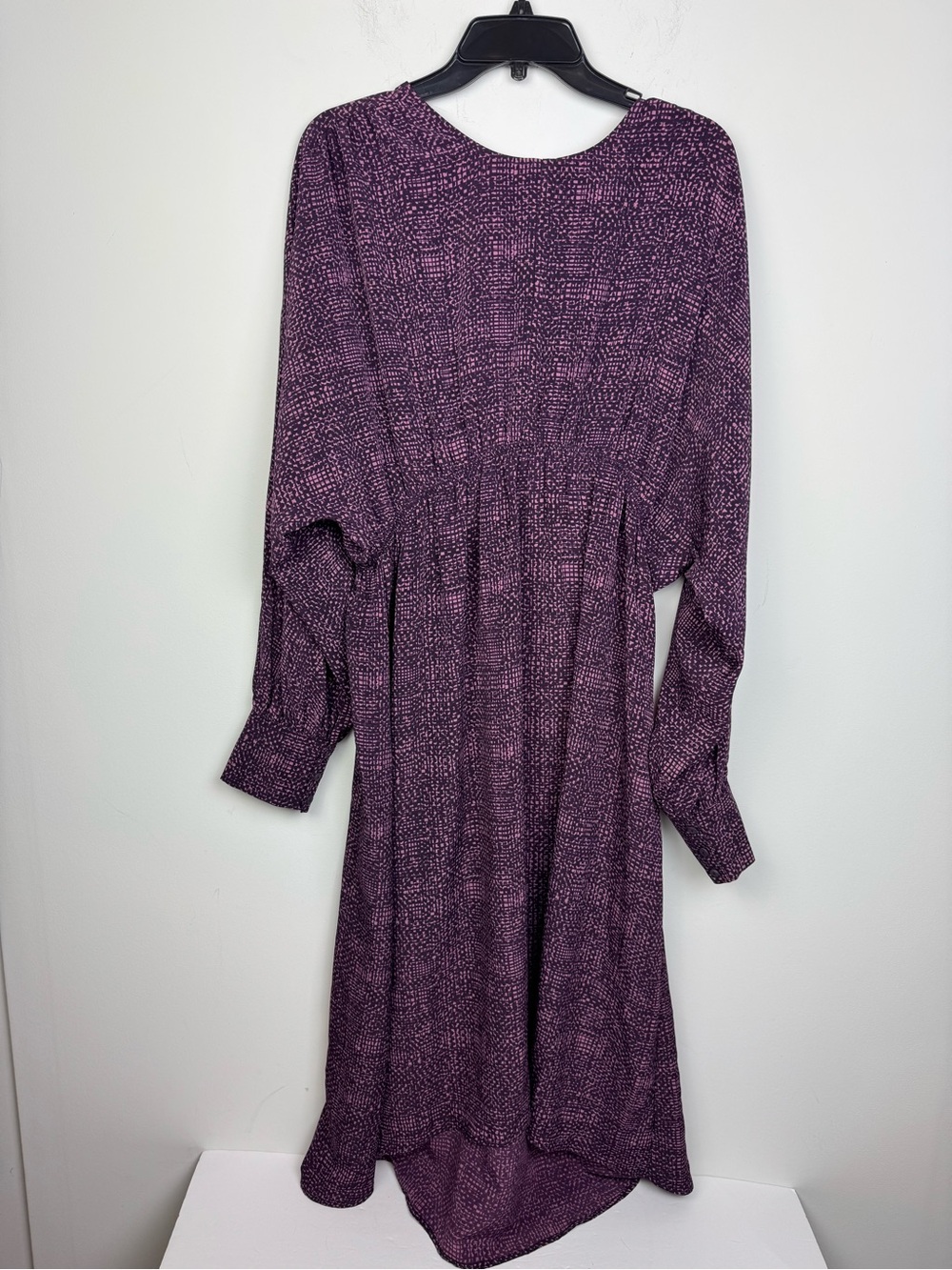 Prologue Purple Print Midi Dress with Long Sleeves Size XL NEW